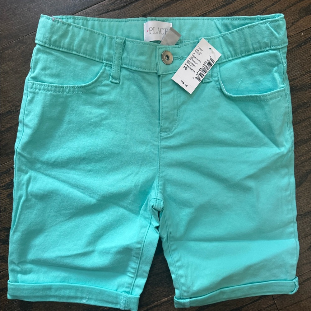 The Children’s Place Girls Roll Cuff Twill Skimmer Shorts - Seafrost